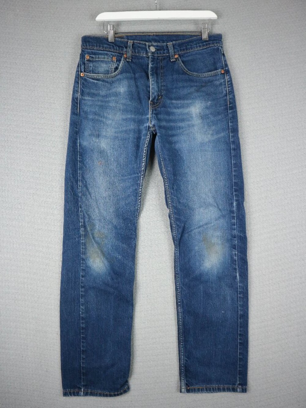 Levis 505 Straight Cut Regular Fit Faded Blue Denim Jeans Mens 32x32 fit 32x29.5